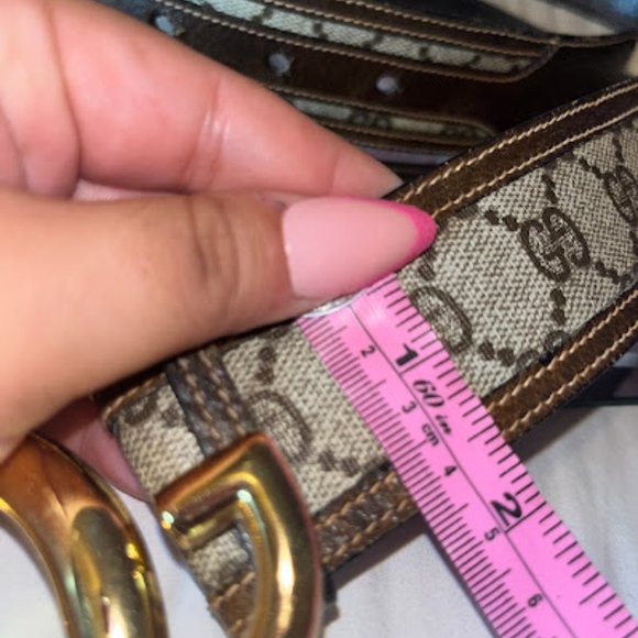 Gucci Brown Monogram Belt w/ Gold Hardware - Picture 8 of 8